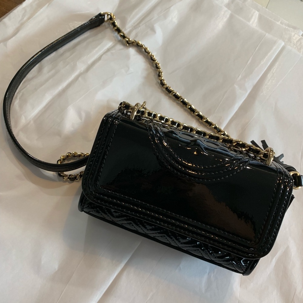 Tory Burch Fleming Patent Leather Micro Shoulder